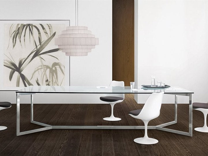 Carlo Mango Glass & Stainless Steel Dining Table
