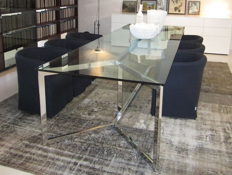 Carlo Mango Glass & Stainless Steel Dining Table