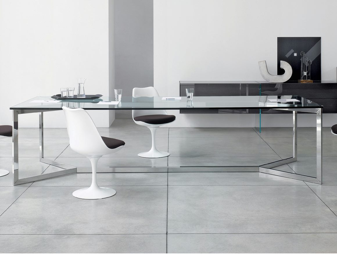 Carlo Mango Glass & Stainless Steel Dining Table