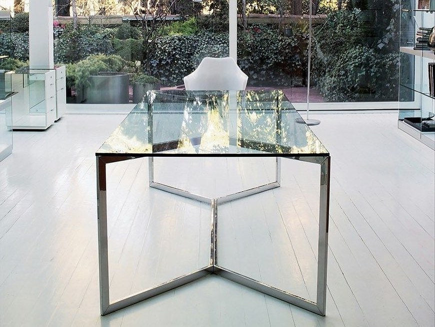 Carlo Mango Glass & Stainless Steel Dining Table