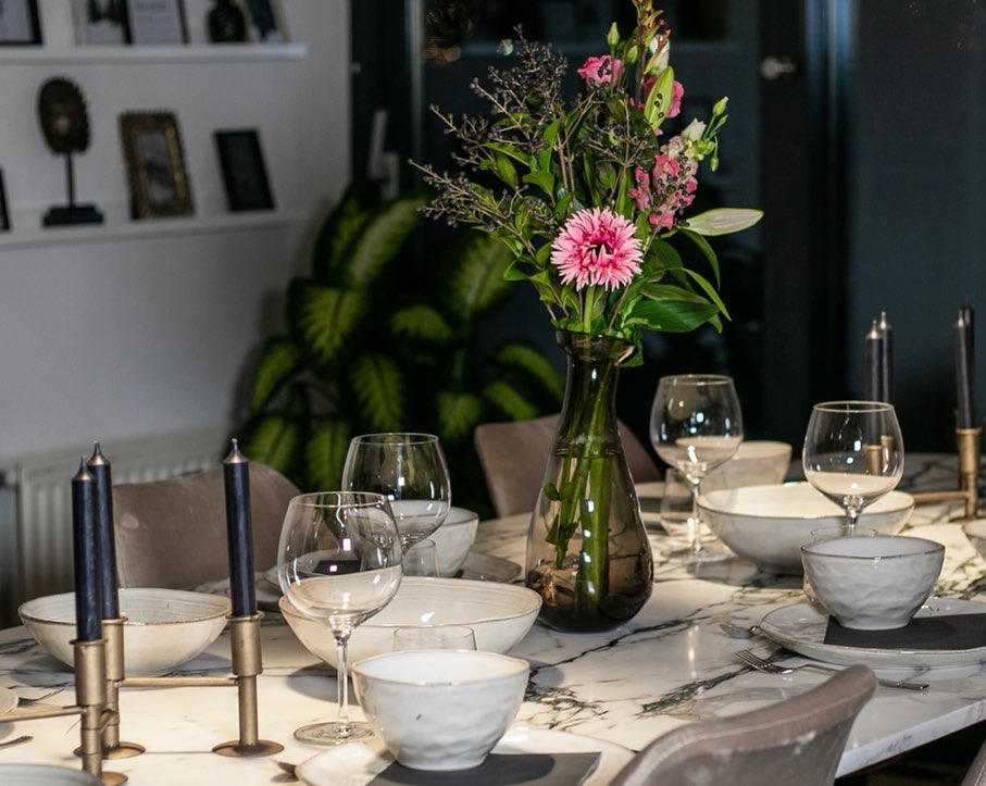 Concorde Marble & Metal Dining Table