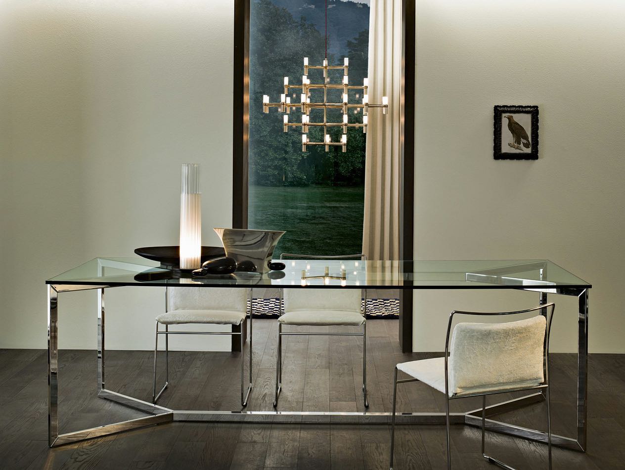 Carlo Mango Glass & Stainless Steel Dining Table