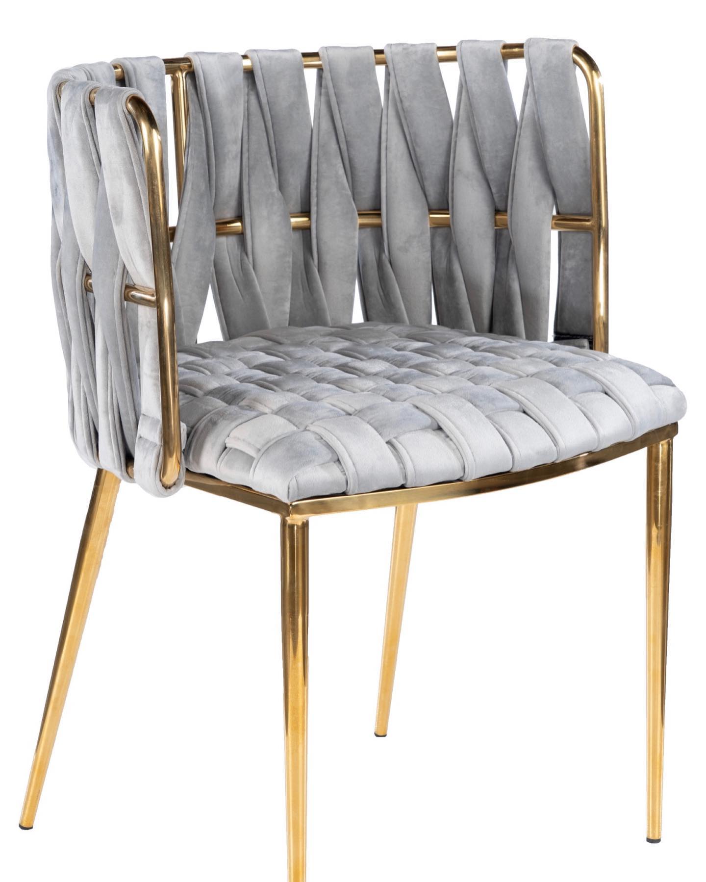 Cassie Brass Velvet Upholstered Knot Dining Chair