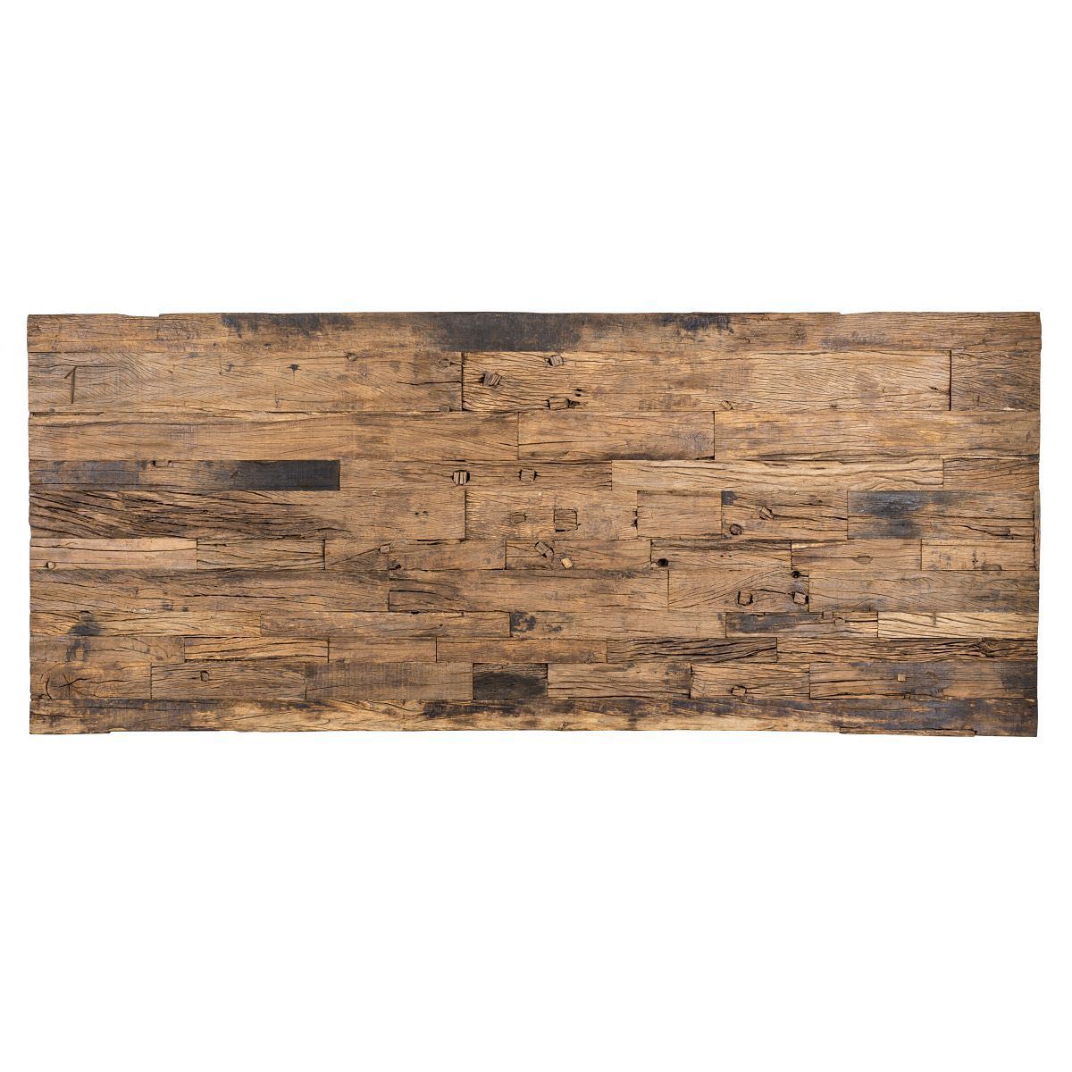 Luxe Kensington Reclaimed Railway Sleeper Oak Wood stainless steel Dining Table