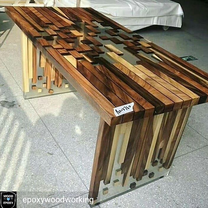Tetris Straight Edge Epoxy Resin Dining Table