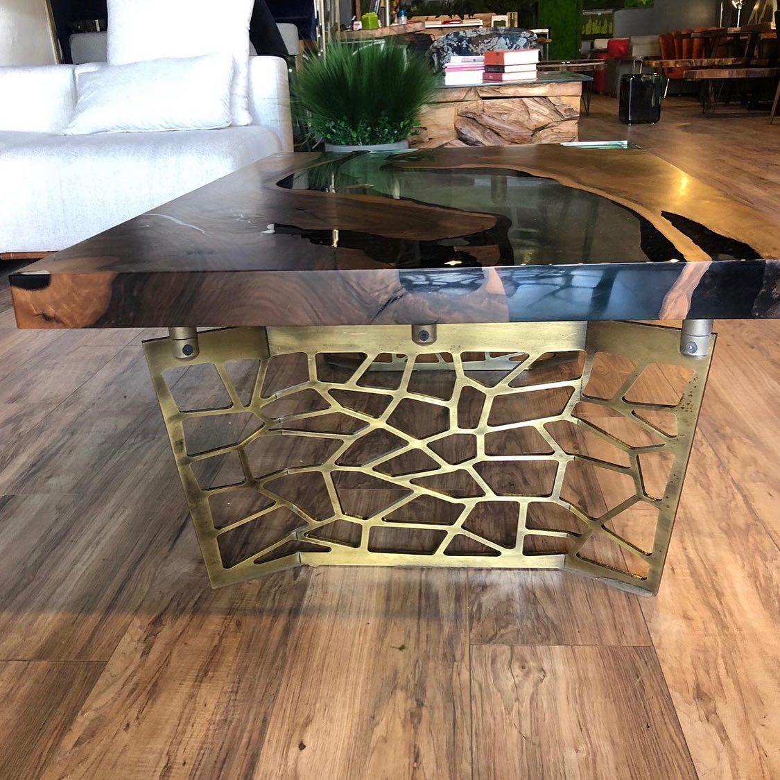 Voronoi Live Edge Epoxy Resin Coffee Table