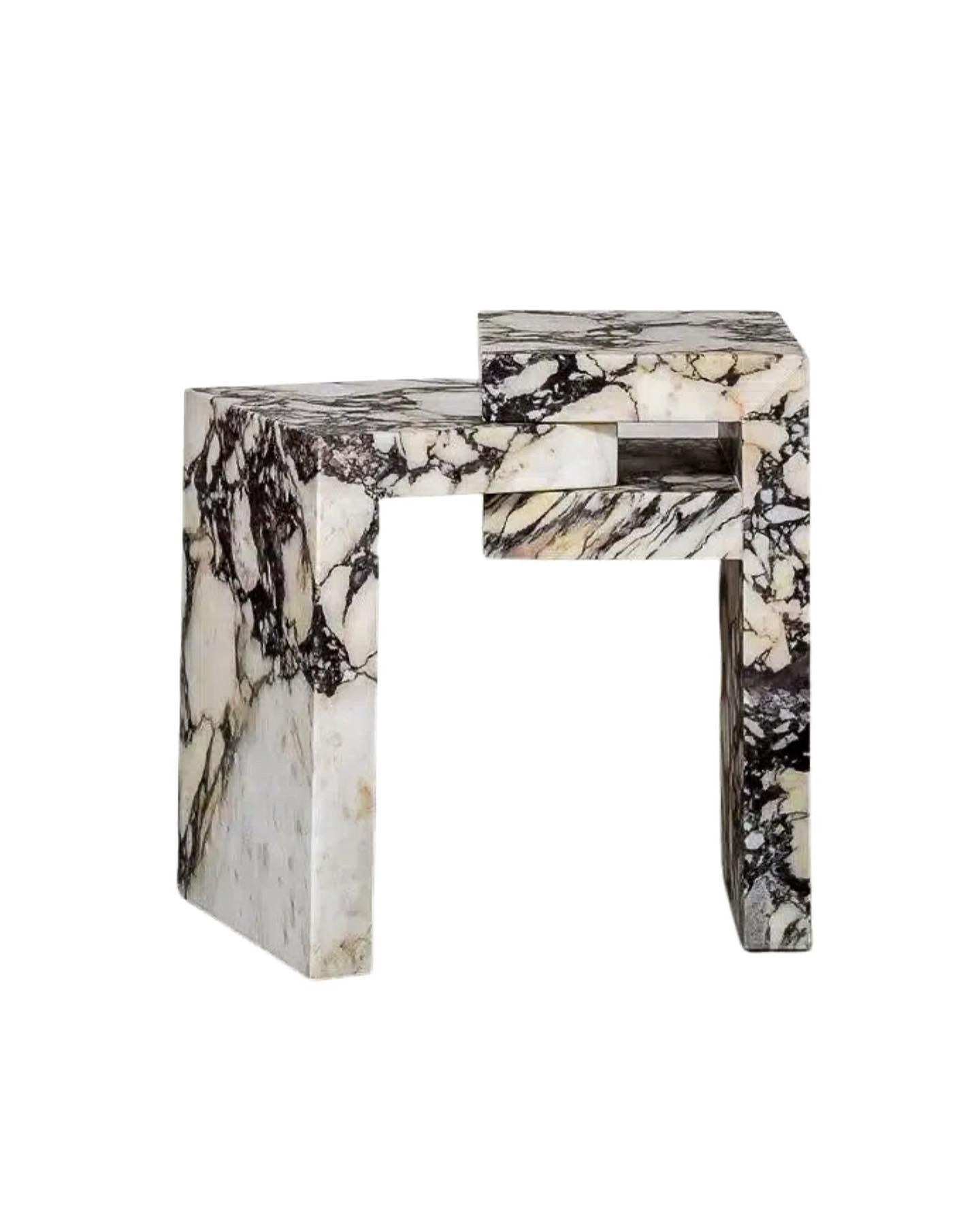 You&me Interlock Calacatta Viola end table – Jeffsfurniture