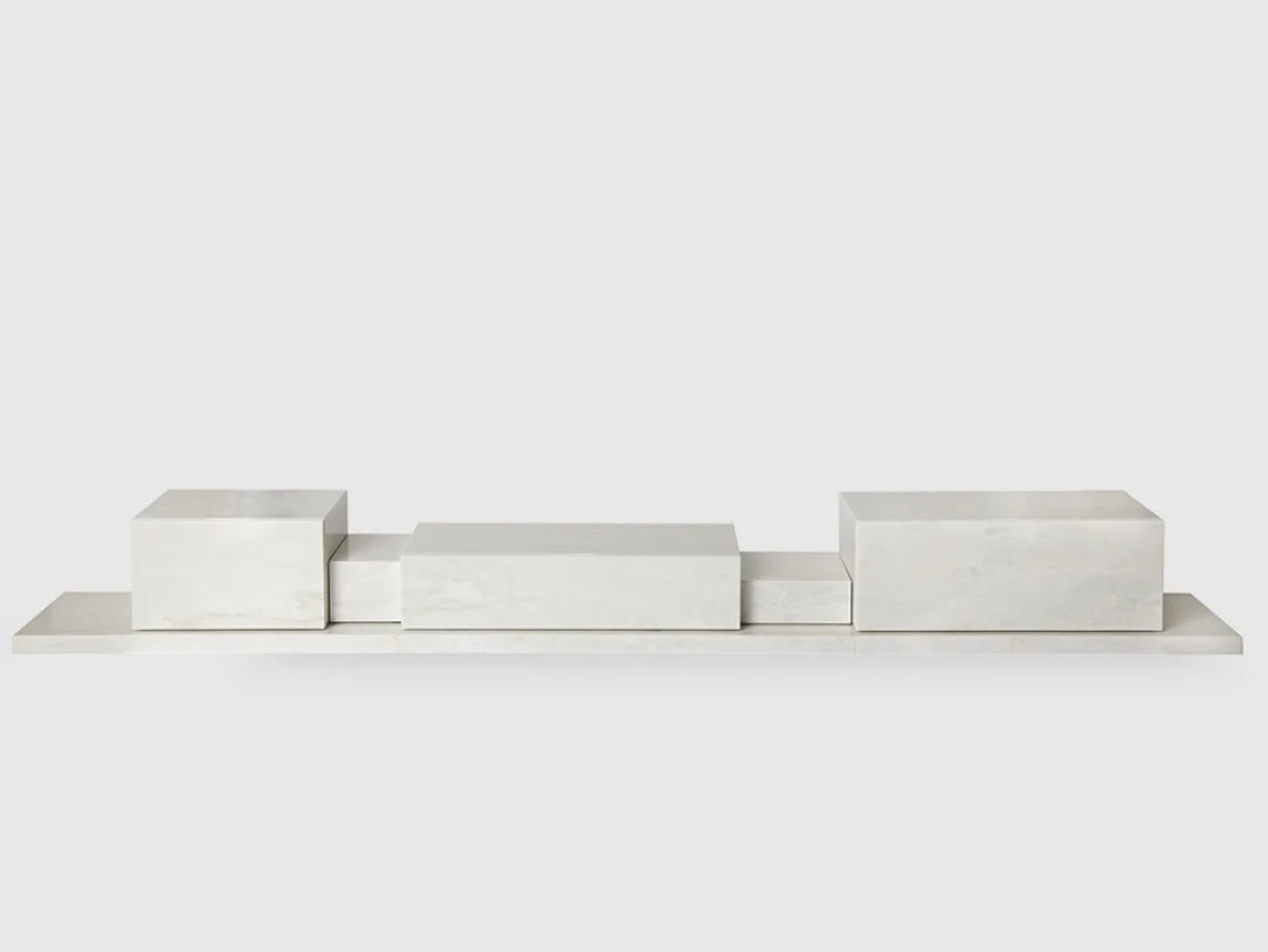 White Marble Low Media Module Console – Jeffsfurniture
