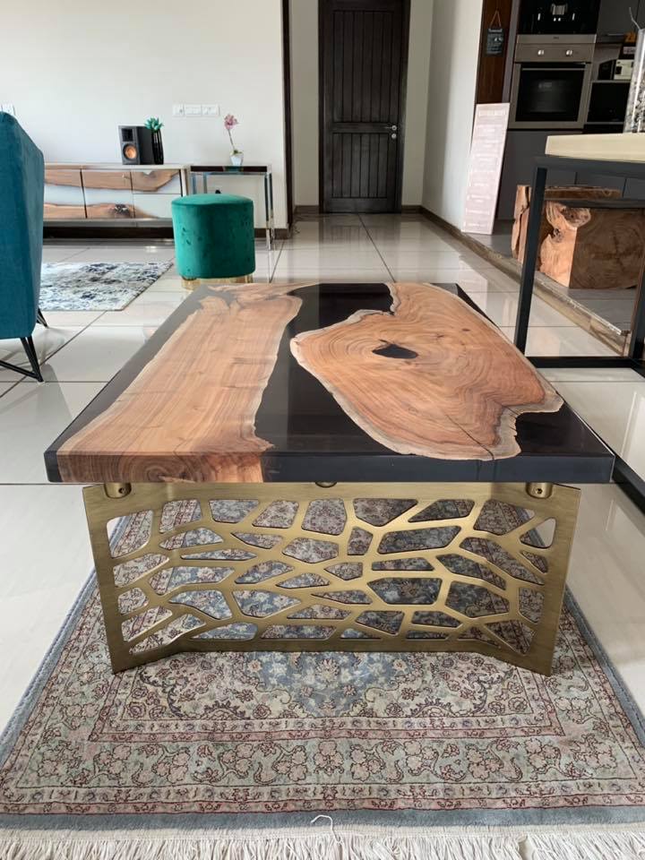 Voronoi Live Edge Epoxy Resin Coffee Table