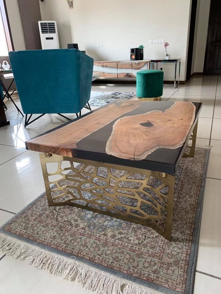 Voronoi Live Edge Epoxy Resin Coffee Table