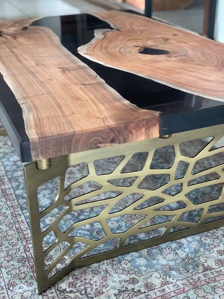 Voronoi Live Edge Epoxy Resin Coffee Table