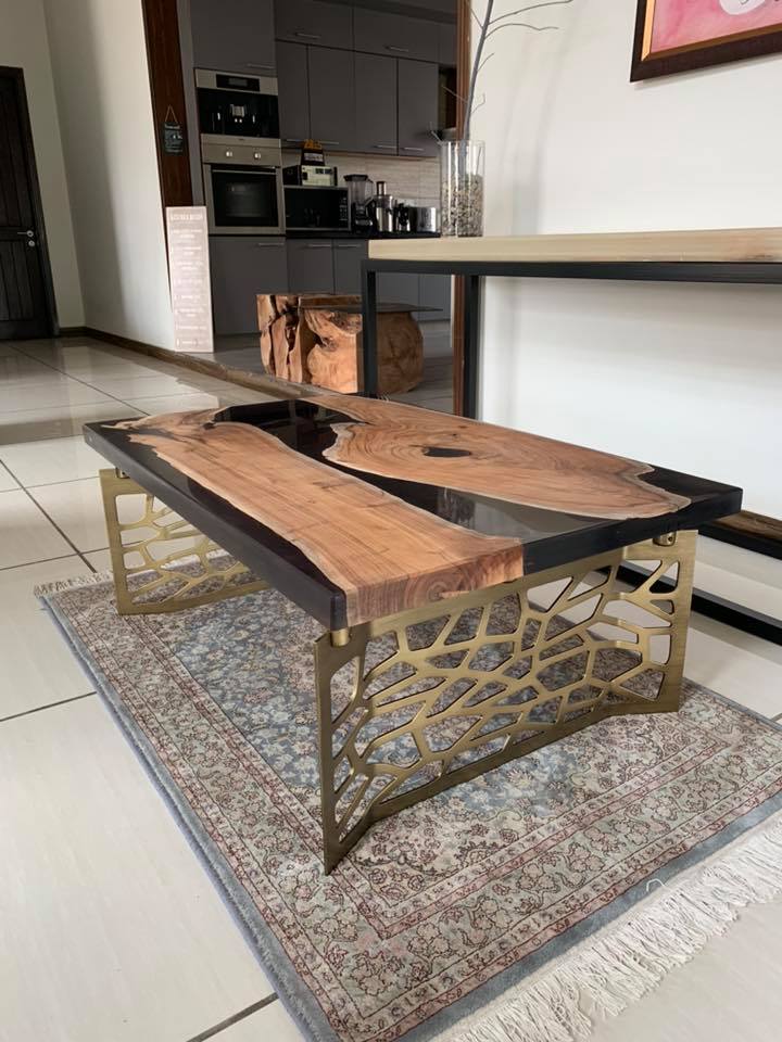Voronoi Live Edge Epoxy Resin Coffee Table